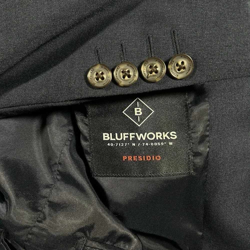 Men's Bluffworks Presidio Slim Fit Blazer Navy 40L Travel Sport Coat